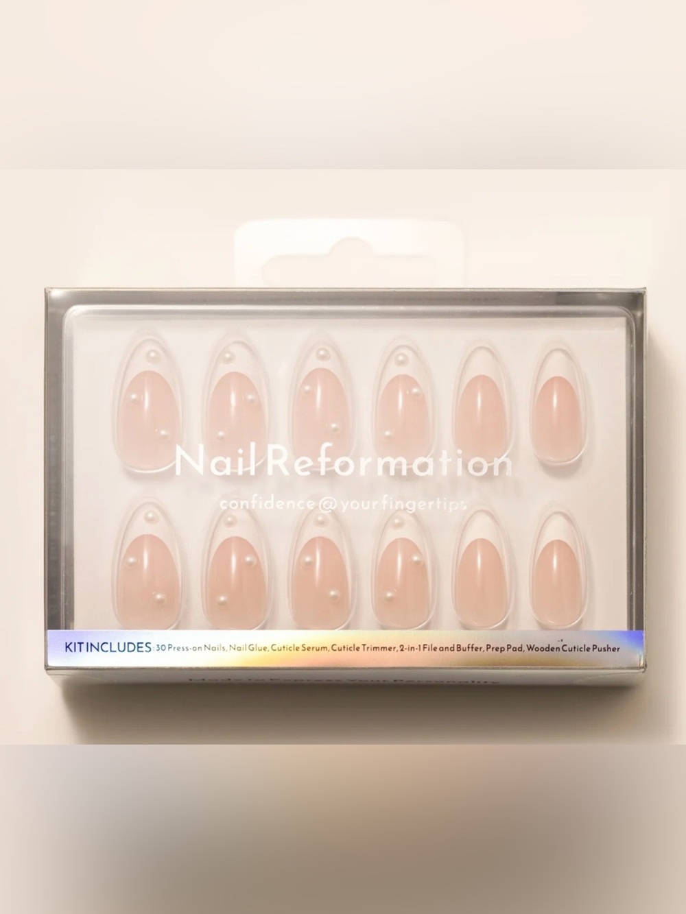 Nail Reformation Short Almond Press-On Nails in SUGAR COATED French Tip nib